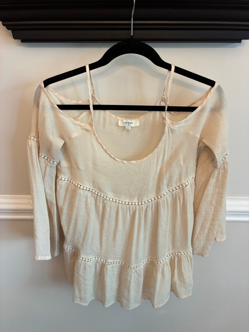 Umgee Cream Boho Peasant Off the Shoulder Top